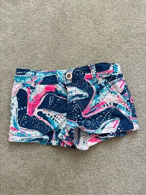 Lilly Pulitzer Navy, Pink & Teal Star Print Cotton Shorts